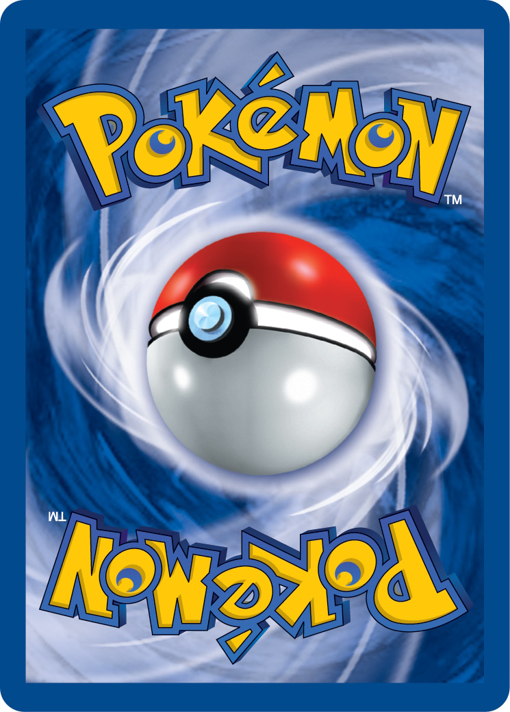The back of a Pokemon Card, a Pokeball in the center with Pokemon logo above and below